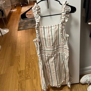 Billabong striped dress, size large with ruffle straps